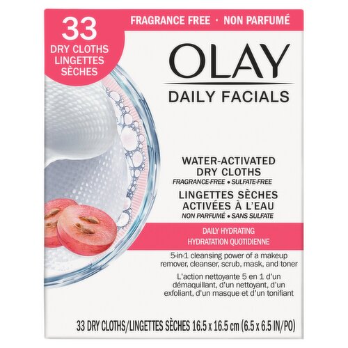 Olay Daily Facials Water-Activated Dry Cloths, 33 counts