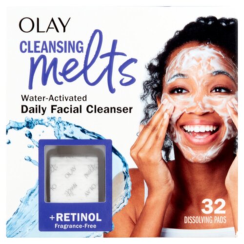 Olay Cleansing Melts + Retinol Water-Activated Daily Facial Cleanser, 32 count