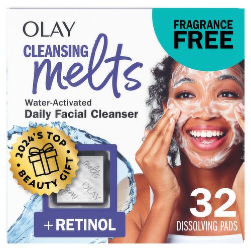 Olay Cleansing Melts + Retinol Water-Activated Daily Facial Cleanser, 32 count