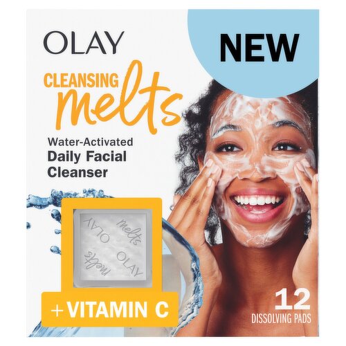 Olay Cleansing Melts + Vitamin C Water-Activated Daily Facial Cleanser, 12 count