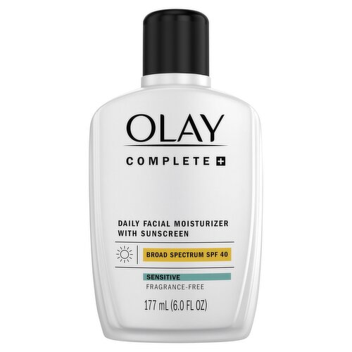 Olay Complete + Sensitive Broad Spectrum Daily Facial Moisturizer with Sunscreen, SPF 40, 6.0 fl oz