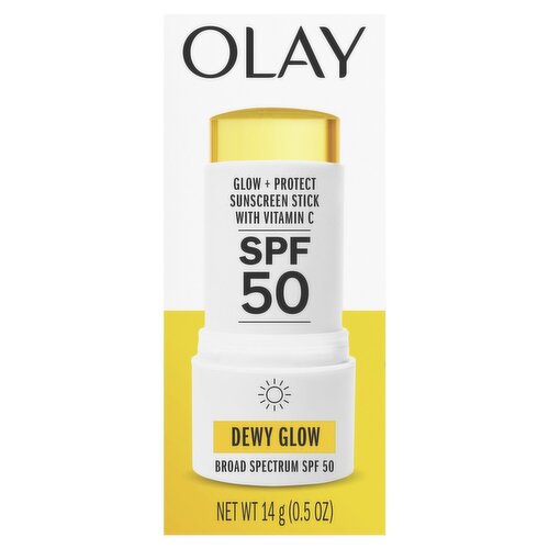 Olay Broad Spectrum Dewy Glow + Protect Sunscreen Stick with Vitamin C, SPF 50, 0.5 oz