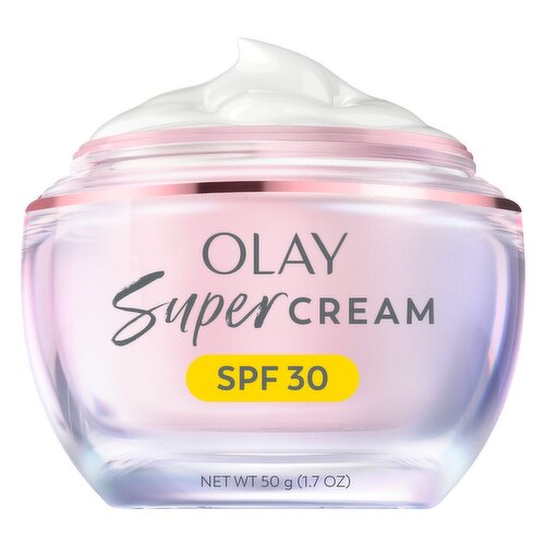 Olay Super Cream with Sunscreen SPF 30, 1.7 oz, Ultra Lightweight Face Moisturizer that hydrates