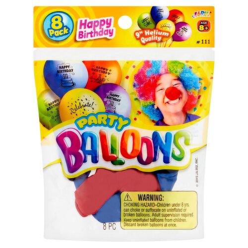 Ja-Ru Happy Birthday Party Balloons, Age 8+, 8 count