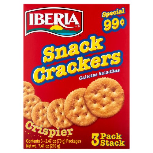 Iberia Crispier Snack Crackers, 2.47 oz, 3 count