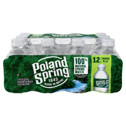 Poland Spring 100% Natural Spring Water, 8 oz, 12 count