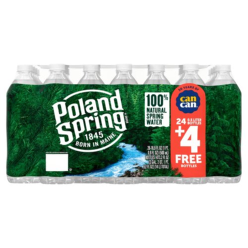 POLAND SPRING Brand 100% Natural Spring Water, 16.9-ounce plastic bottles (Total of 28)