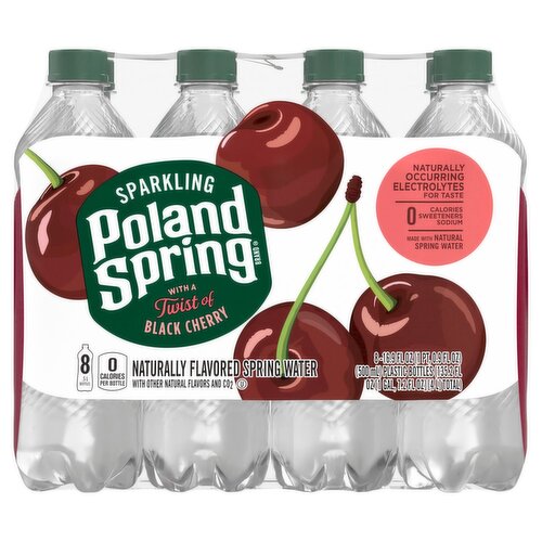 Poland Spring Sparkling Water, Black Cherry, 16.9 oz. Bottles (8 Count)