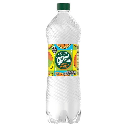 Poland Spring Orange Mango Flavor Sparkling Spring Water, 33.8 fl oz