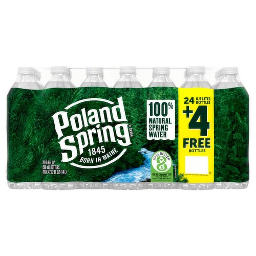 POLAND SPRING Brand 100% Natural Spring Water, 16.9-ounce plastic bottles (Total of 28)