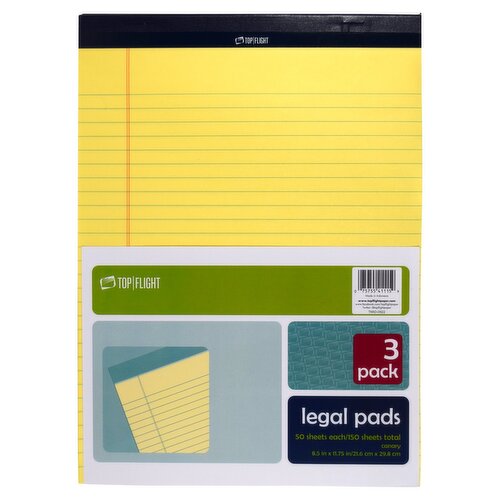 Top Flight Canary Legal Pads, 3 count