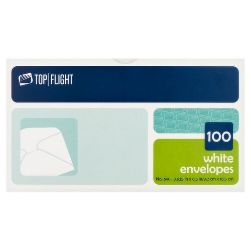 Top Flight No. 6 3/4 White Envelopes, 100 count