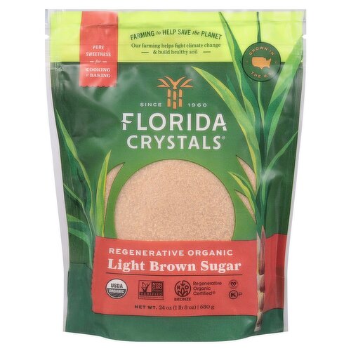 Florida Crystals Organic Light Brown Raw Cane Sugar, 24 oz