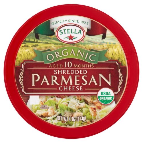 Stella Organic Shredded Parmesan Cheese, 4 oz