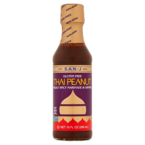 San-J Thai Peanut Mildly Spicy Marinade & Dipping Sauce, 10 fl oz