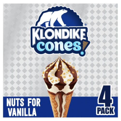 Klondike Nuts for Vanilla Frozen Dairy Dessert Cones, 3.75 fl oz, 4 count