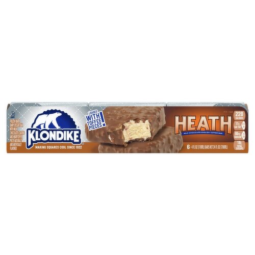 Klondike Heath Milk Chocolate English Toffee Frozen Dairy Dessert Bars, 4 fl oz, 6 count