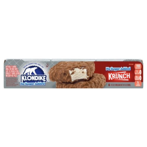 Klondike No Sugar Added Krunch Ice Cream Bars, 4 fl oz, 6 count