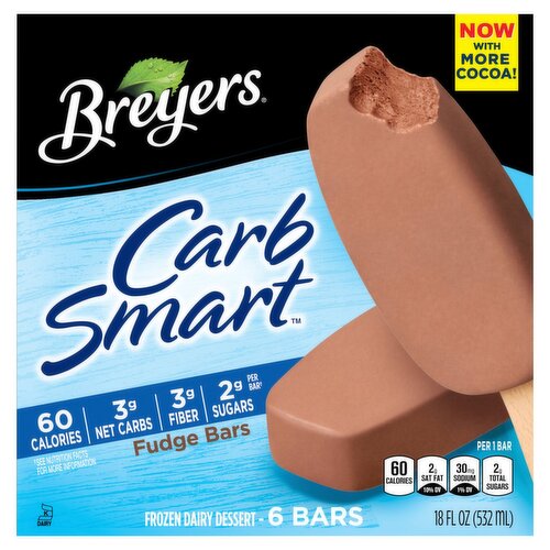 Breyers CarbSmart Fudge Frozen Dairy Dessert Bars, 6 count, 18 fl oz