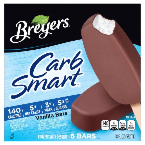 Breyers CarbSmart Vanilla Frozen Dairy Dessert Bars, 6 count, 18 fl oz