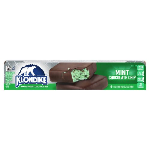 Klondike Mint Chocolate Chip Frozen Dairy Dessert Bars, 4 fl oz, 6 count