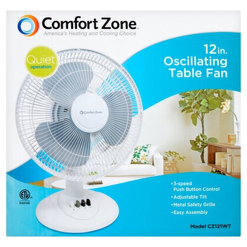 Comfort Zone 12 in. Oscillating Table Fan