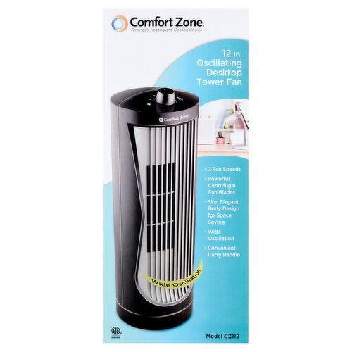Comfort Zone 12 in. Oscillating Desktop Tower Fan