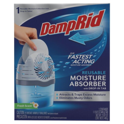 DampRid Fresh Scent Reusable Moisture Absorber with Drop-In Tab, 15.87 oz