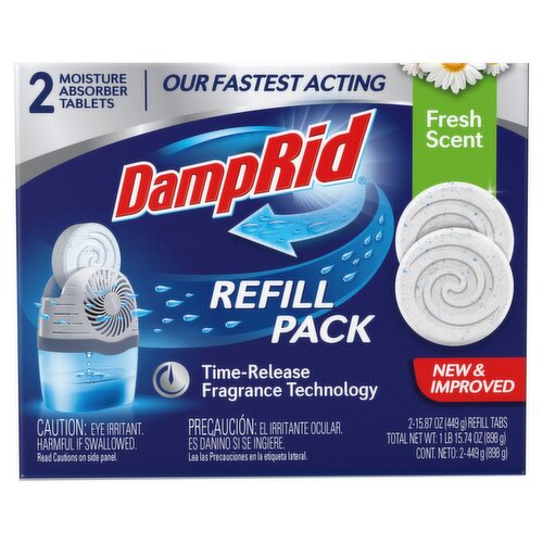 DampRid Fresh Scent Moisture Absorber Tablets Refill Pack, 15.87 oz, 2 count