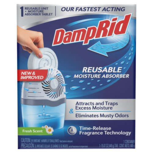 DampRid Fresh Scent Reusable Unit + Moisture Absorber Tablet, 15.87 oz, 1 count