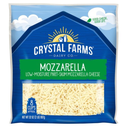 Crystal Farms Shredded Low-Moisture Part-Skim Mozzarella Cheese, 32 oz