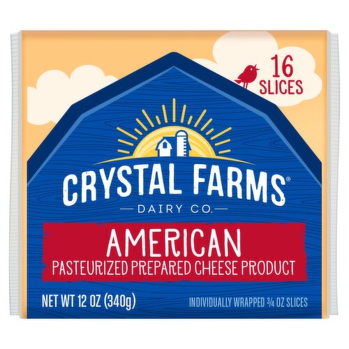 Crystal Farms American Cheese, 3/4 oz, 16 count