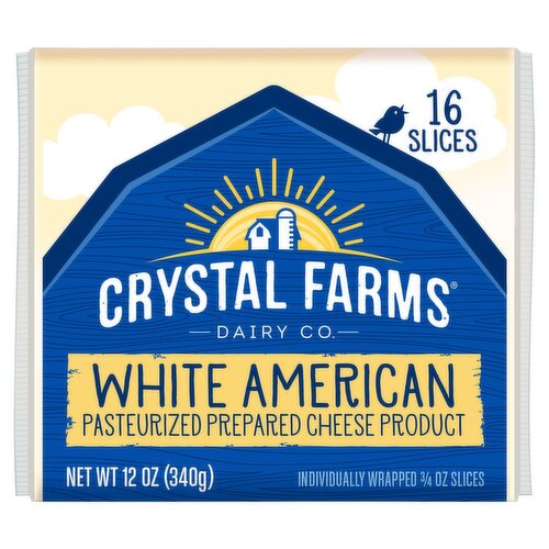 Crystal Farms White American Cheese, 3/4 oz, 16 count