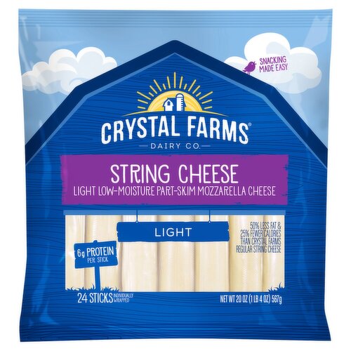 Crystal Farms Light String Cheese, 24 count, 20 oz