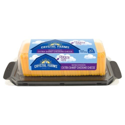 Crystal Farms Sliced Cracker Cuts Wisconsin Extra Sharp Cheddar Cheese, 30 count, 10 oz