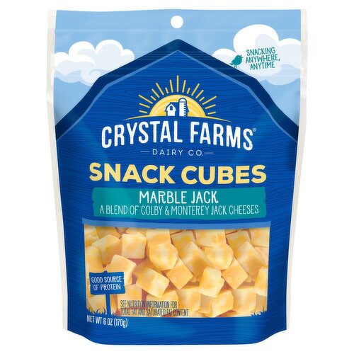 Crystal Farms Snack Cubes Marble Jack Cheese, 6 oz