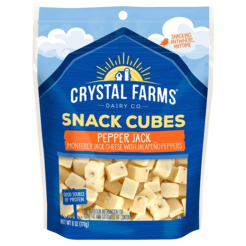 Crystal Farms Pepper Jack Cheese Snack Cubes, 6 oz