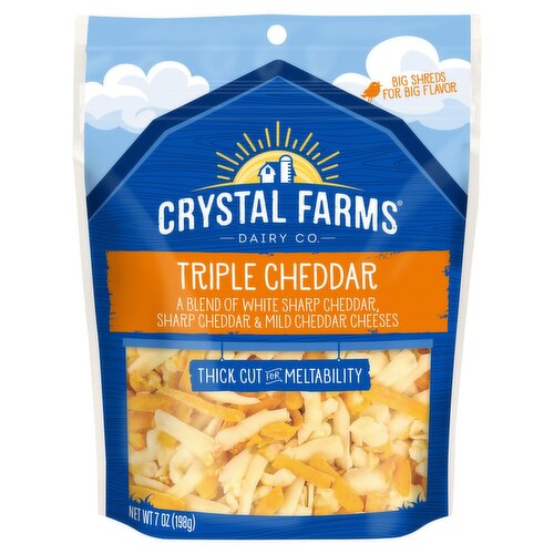 Crystal Farms Triple Cheddar Cheeses, 7 oz