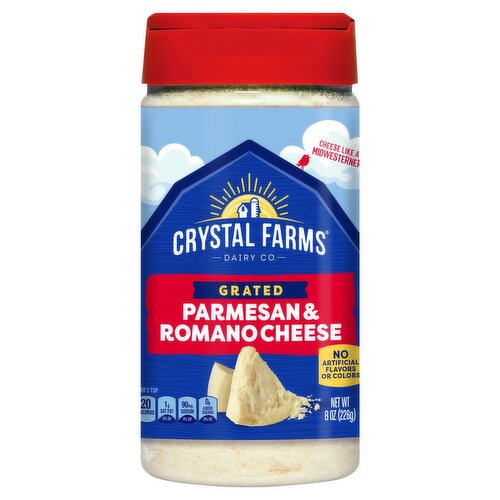 Crystal Farms Grated Parmesan & Romano Cheese, 8 oz