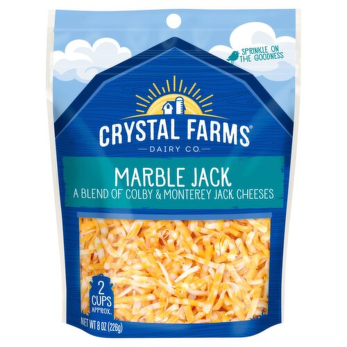 Crystal Farms Shredded Marble Jack Cheese, 8 oz