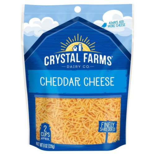 Crystal Farms Finely Shredded Cheddar Cheese, 8 oz