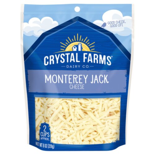 Crystal Farms Shredded Monterey Jack Cheese, 8 oz