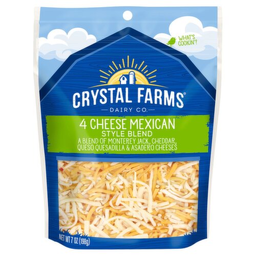 Crystal Farms Shredded 4 Cheese Mexican Styles Blend Cheese, 7 oz