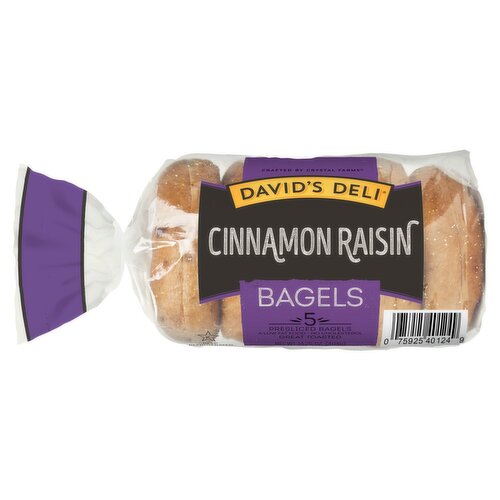 David's Deli Cinnamon Raisin Presliced Bagels, 5 count, 14.25 oz