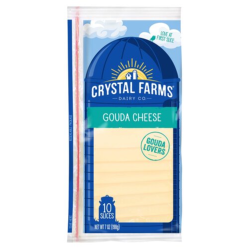 Crystal Farms Sliced Gouda Cheese, 10 count, 7 oz