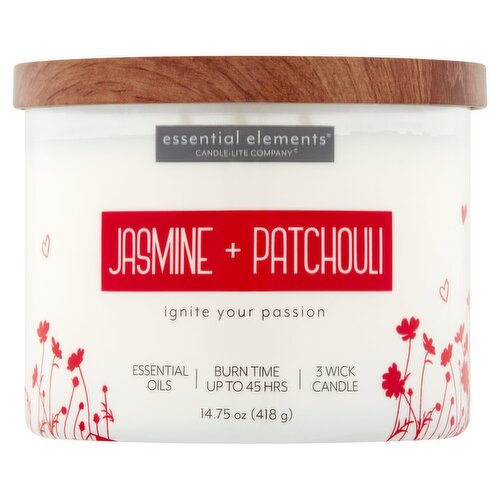 Candle-Lite Essential Elements Jasmine + Patchouli Candle, 14.75 oz