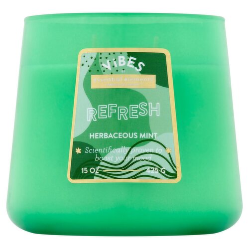 Candle-Lite Essential Elements Refresh Herbaceous Mint Candle, 15 oz