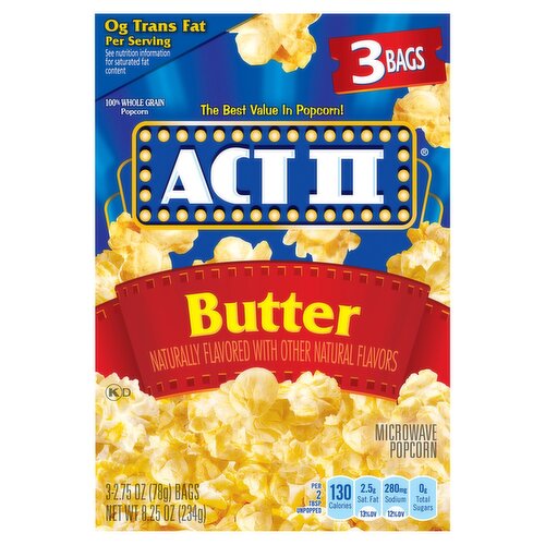 Act II Butter Microwave Popcorn, 2.75 oz, 3 count