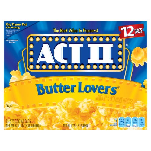 Act II Butter Lovers Microwave Popcorn, 2.75 oz