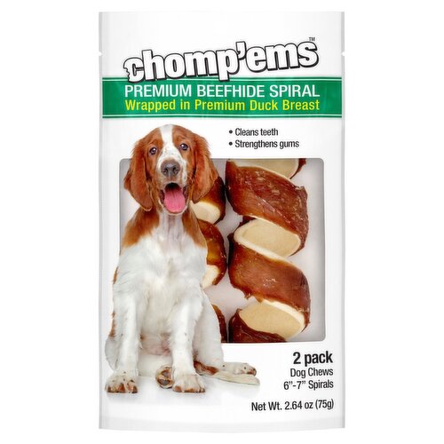 Chomp'ems Premium Beefhide 6-7" Spirals Dog Chew, 2 count, 2.64 oz